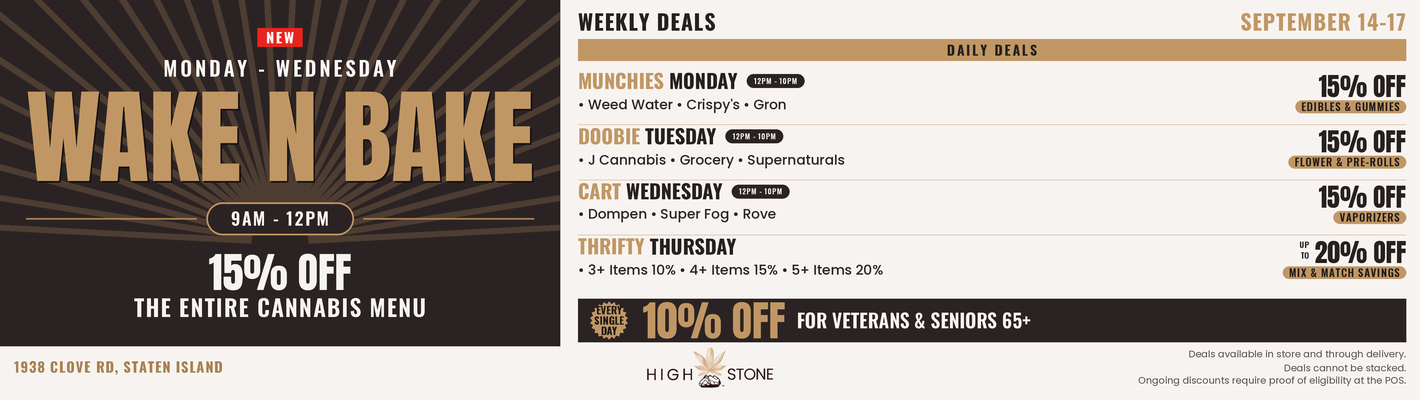 Free cannabis delivery in NYC from HighStone dispensary in Staten Island